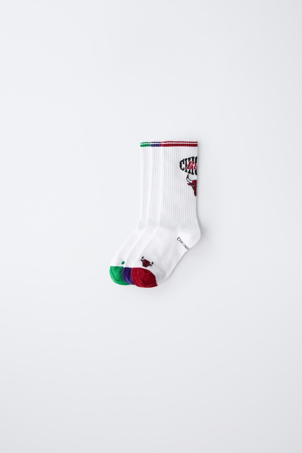 ZARA НАБОР ИЗ 3 ПАР ВЫСОКИХ НОСКОВ NBA©, БЕЛЫЙ