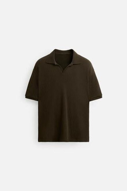 ZARA ПОЛО В РУБЧИК, ШОКОЛАДНЫЙ