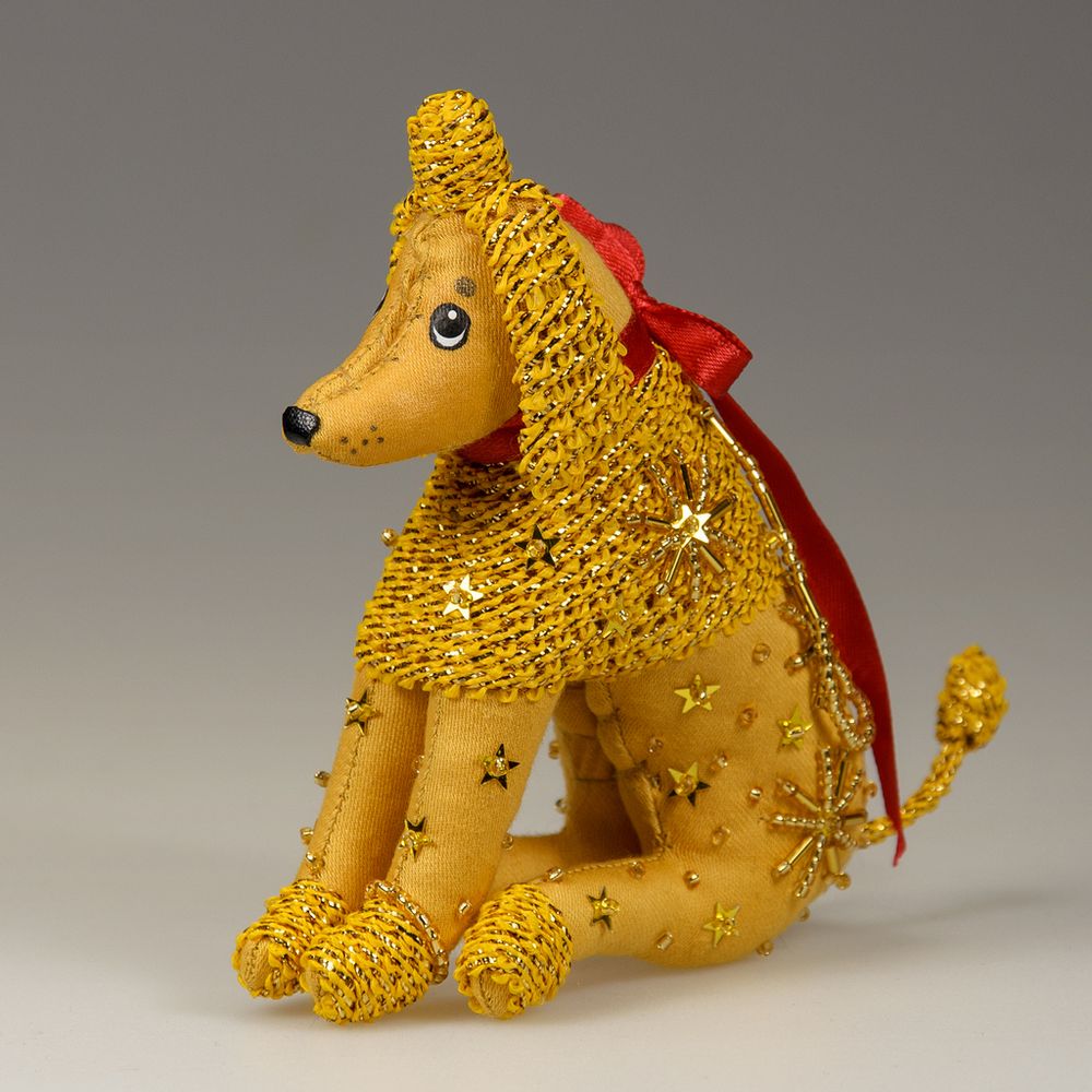 Бисерная ёлочная игрушка Пудель
