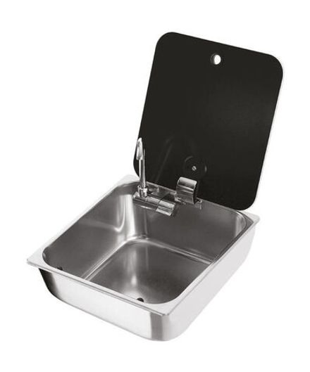 Мойка квадратная с краном, стеклянная крышка, CAN, LR1760