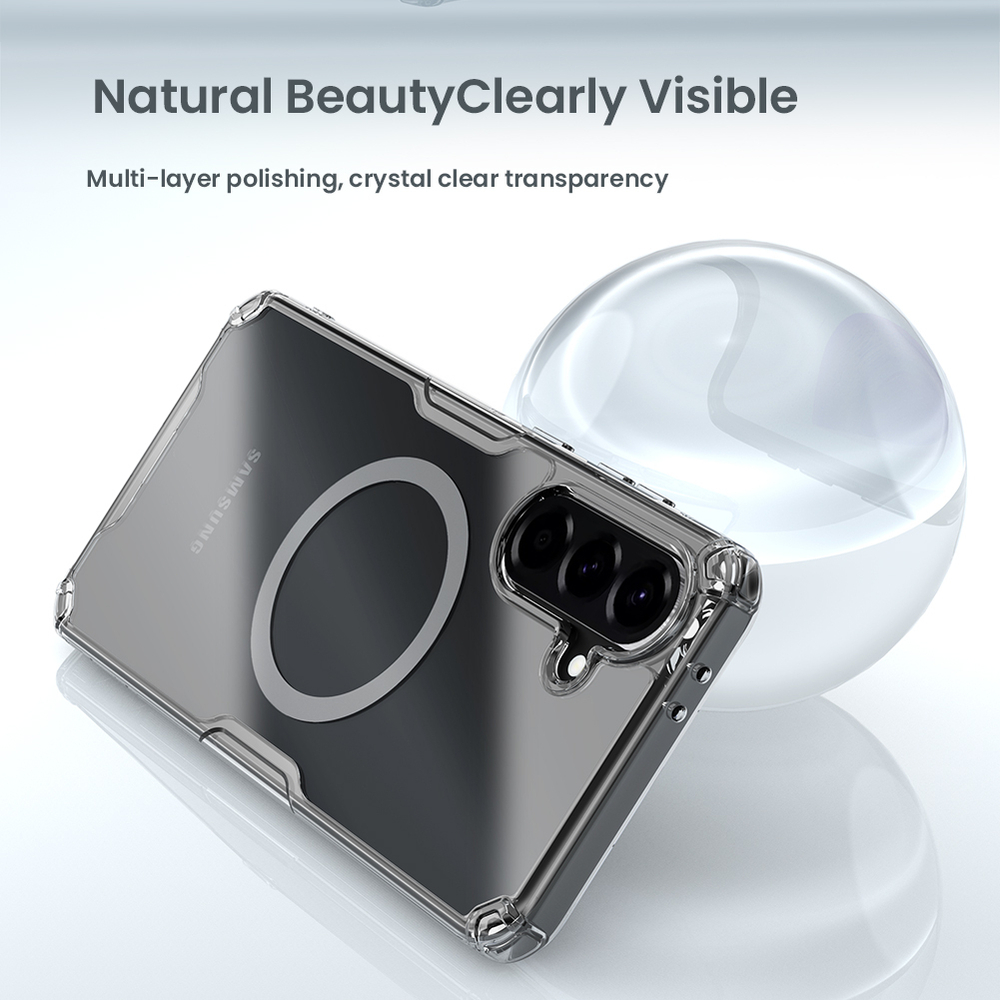 Прозрачный чехол от Nillkin для Samsung Galaxy A56 5G, c встроенным круглым магнитом, серия Nature TPU Pro Magnetic Case