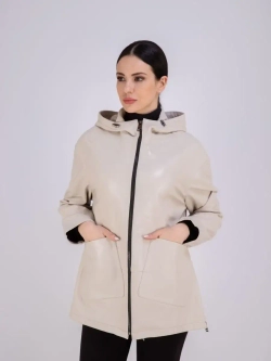 Куртка женская из натуральной кожи с капюшоном Турция
