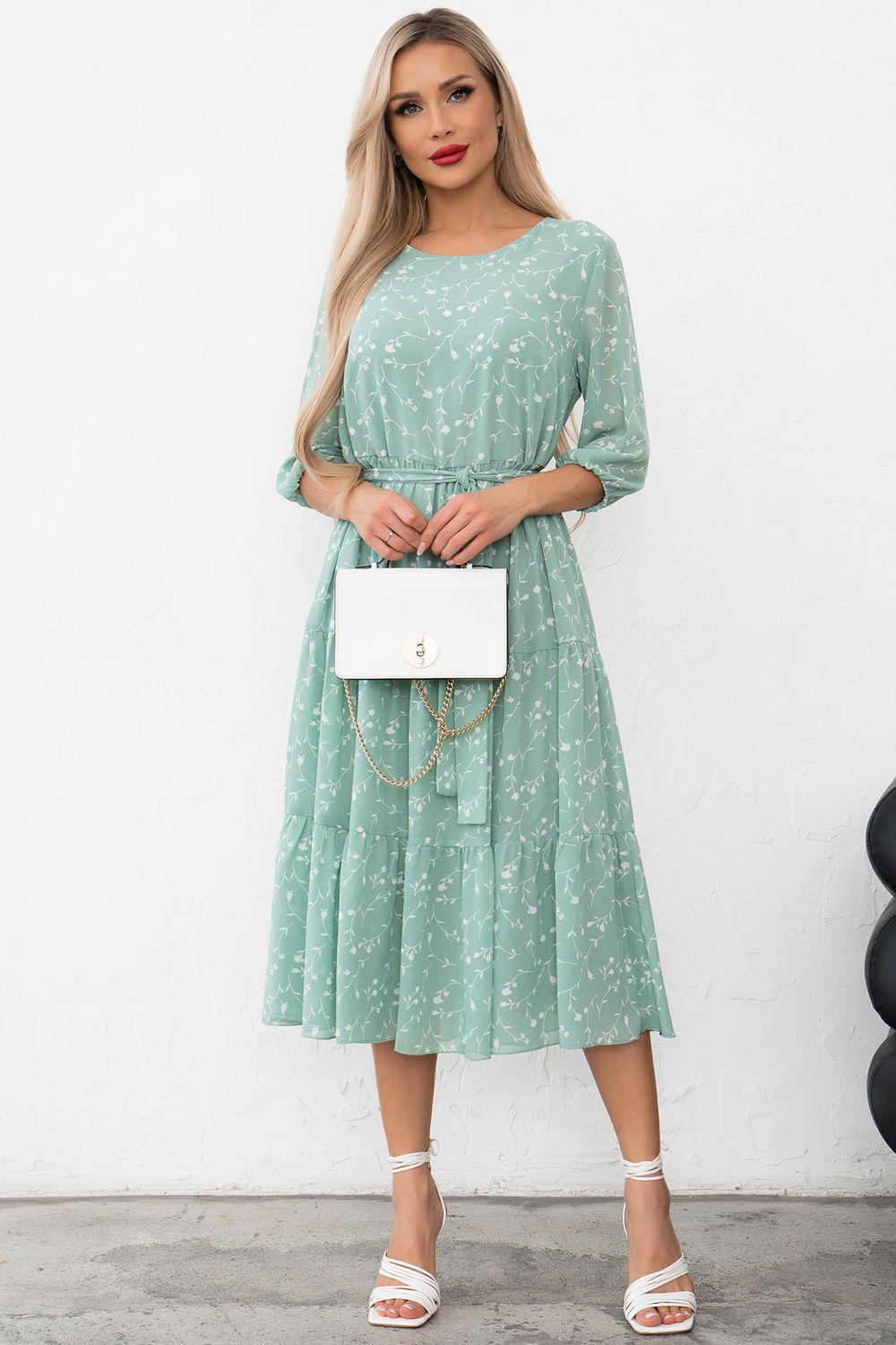 Платье Хелен (мята/белый) Р11-1075/25 Nikol