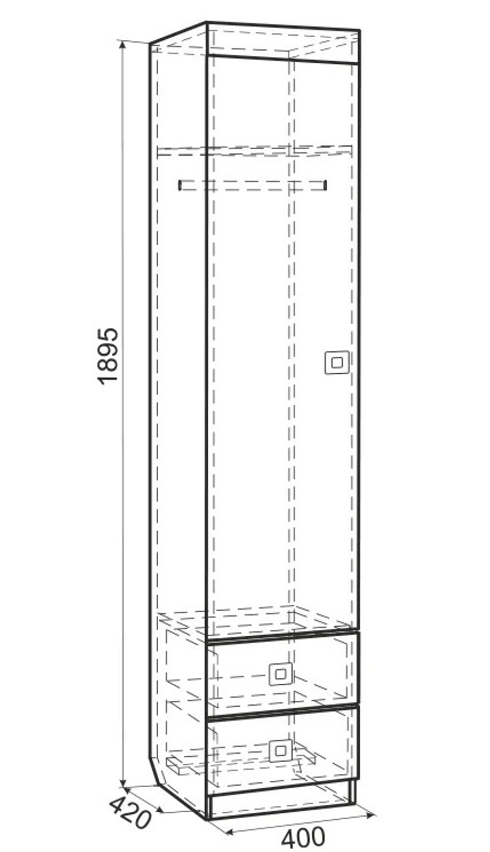 Форсаж (MebelSon) Шкаф комбинированный одностворчатый