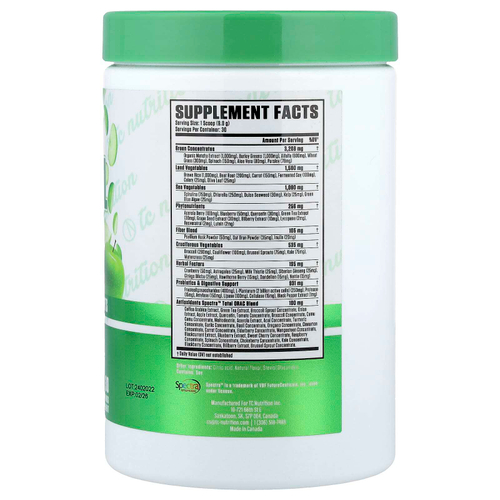 TC Nutrition, Essential Series, незаменимая зелень, фитонутриенты и антиоксиданты, зеленое яблоко, 271 г (9,56 унции)