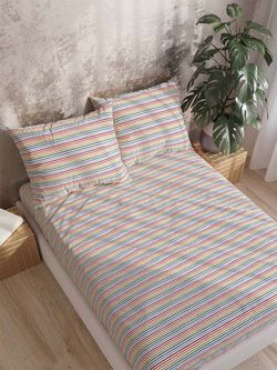 Простынь на резинке перкаль Сказка "Радужная полоска" 160x200 см