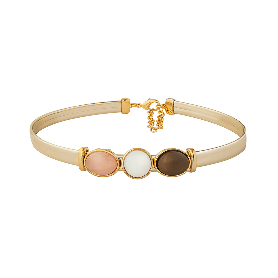 Чокер Possebon Mother Mosaic/Tiger Eye/Quartz Rose B0294.1.15.9 BR/R/BW/G