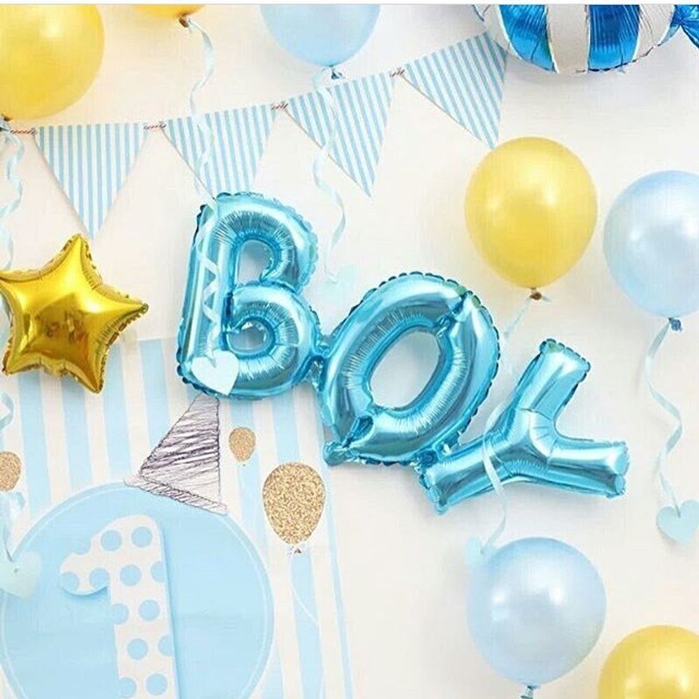 Шар (28"/71см) Фигура, Надпись "Boy", Голубой