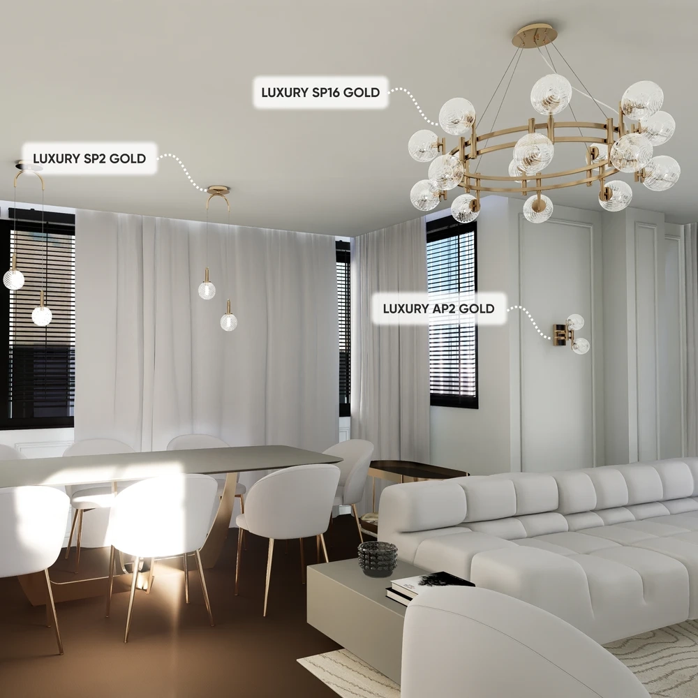 Подвесная люстра Crystal Lux LUXURY SP16 GOLD