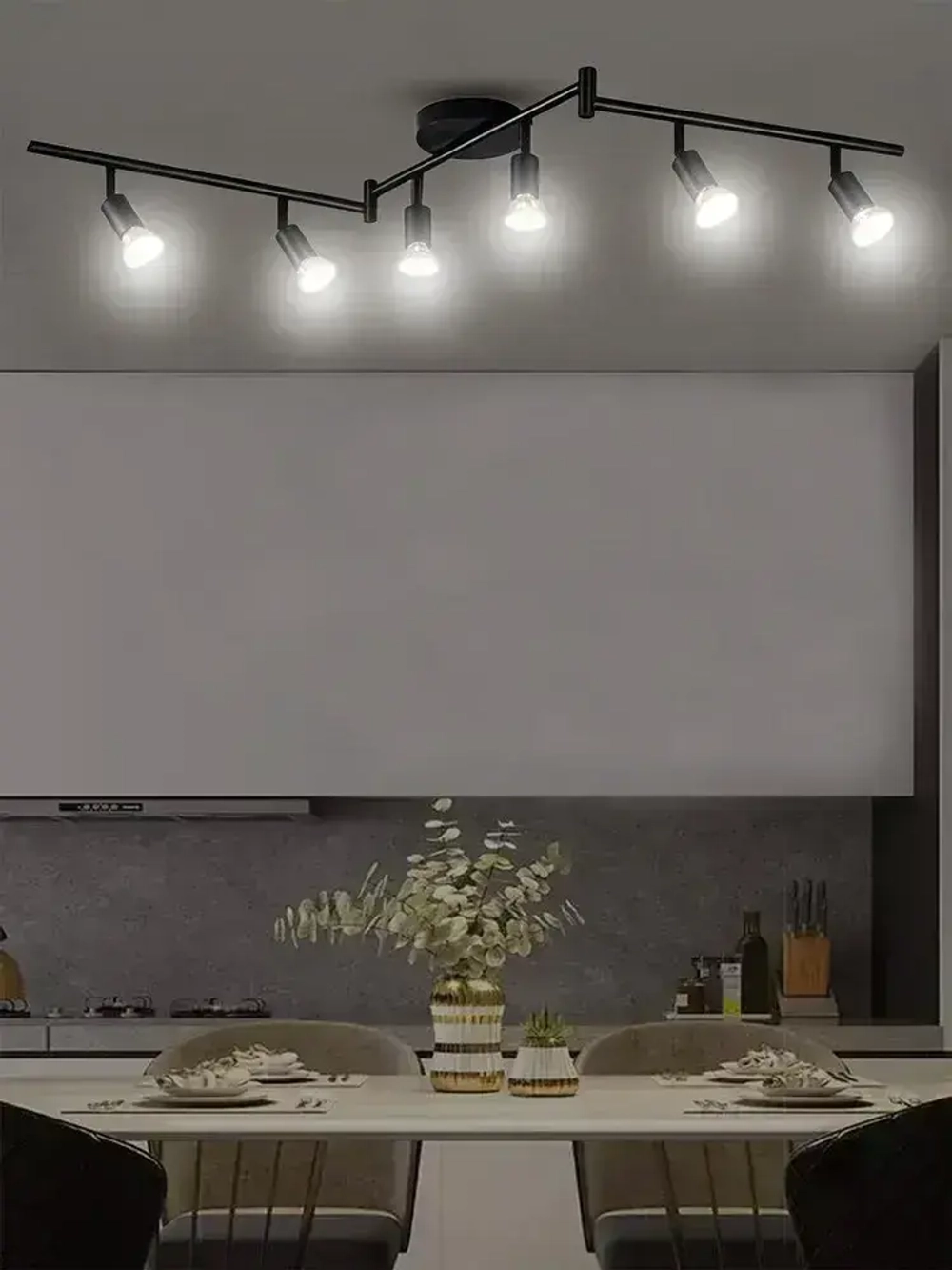 Люстра потолочная трековый светильник на кухню потолочный, люстра черная для гостиной, GU10