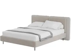 Кровать двуспальная Hub 160 см (бежевый, экокожа, рогожка)