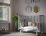 Кроватка для новорождённых Incanto PAPI NEW с автоспинкой на ножках (в т.ч. приставная) цвет серый/белый
