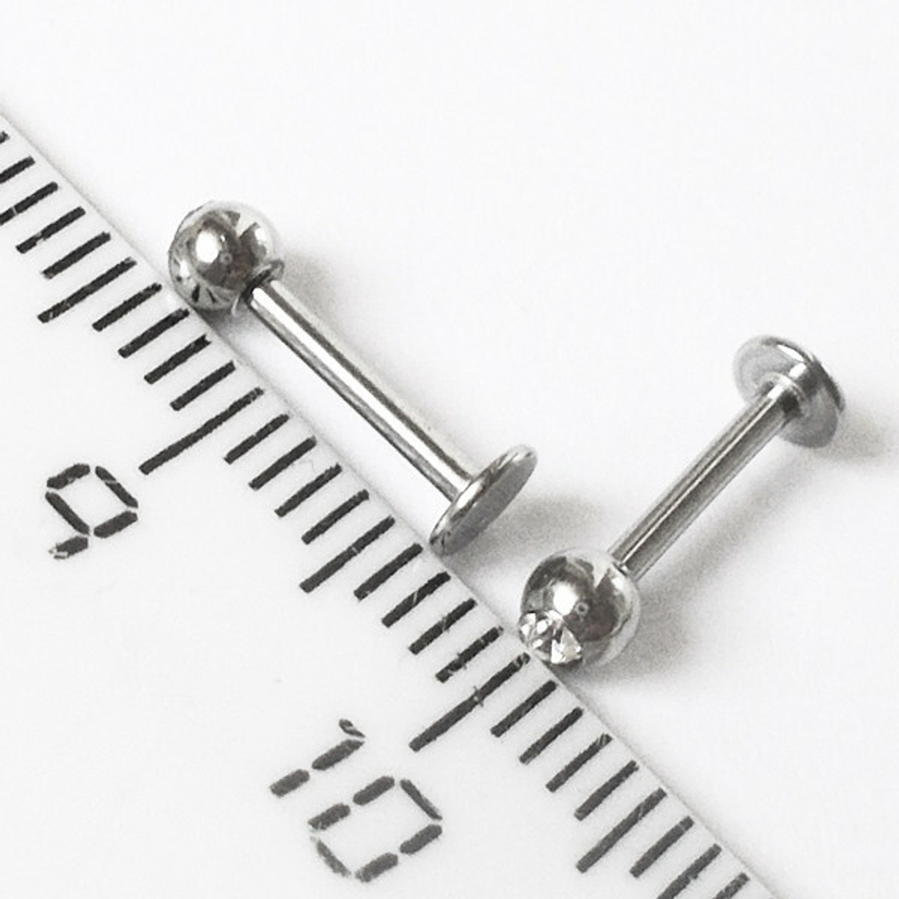 Лабрета (8 мм) с кристаллом 4 мм для пирсинга губы из медицинской стали