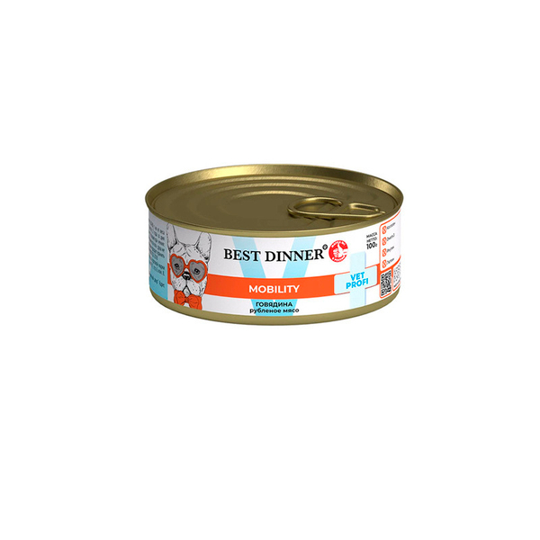 Влажный корм Best Dinner Exclusive Mobility с говядиной, при заболеваниях суставов у собак 100г