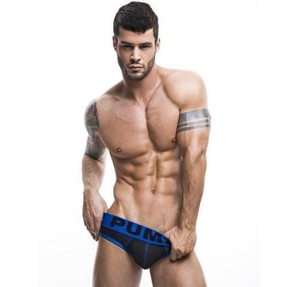 Мужские трусы брифы в сеточку Pump Touchdown Brief Black Blue