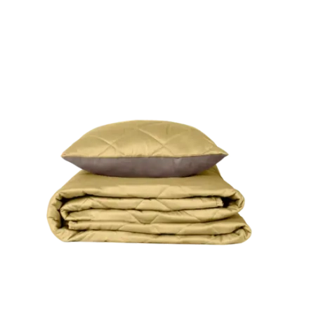 Покрывало + наволочка BuyColor Шоколад/Горчица