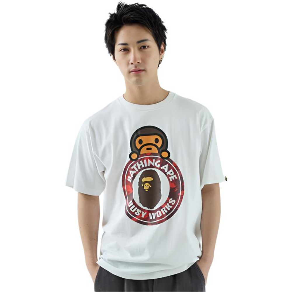 A Bathing Ape Bathing Ape Футболка Cotton Drop Shoulder Sleeve Summer 0zxtemx00710q белый красный