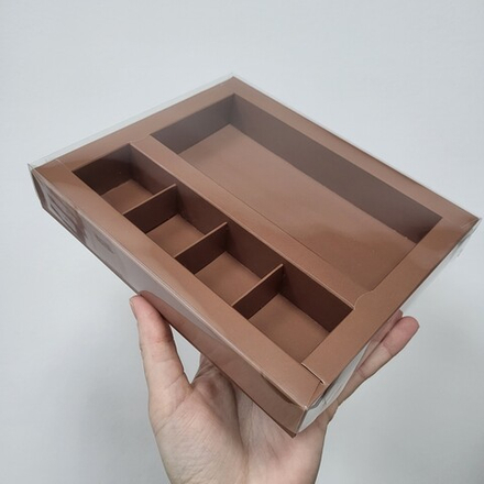 Коробка на 4 конфеты + Шоколад (17*8 см) Мокко, 20*16,5*3 см