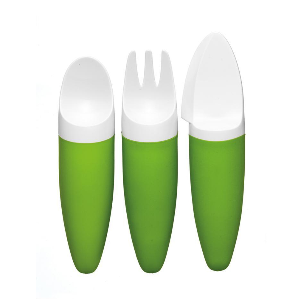 Набор столовых приборов детский зелёный