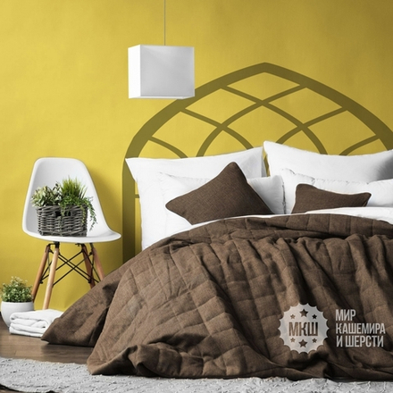 Покрывало на кровать под лен ДЖЕРРИИ (арт. BL02-274-12) - коричневое