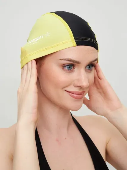 Шапочка для плавания лайкровая Sargan Классика унисекс черный/желтый