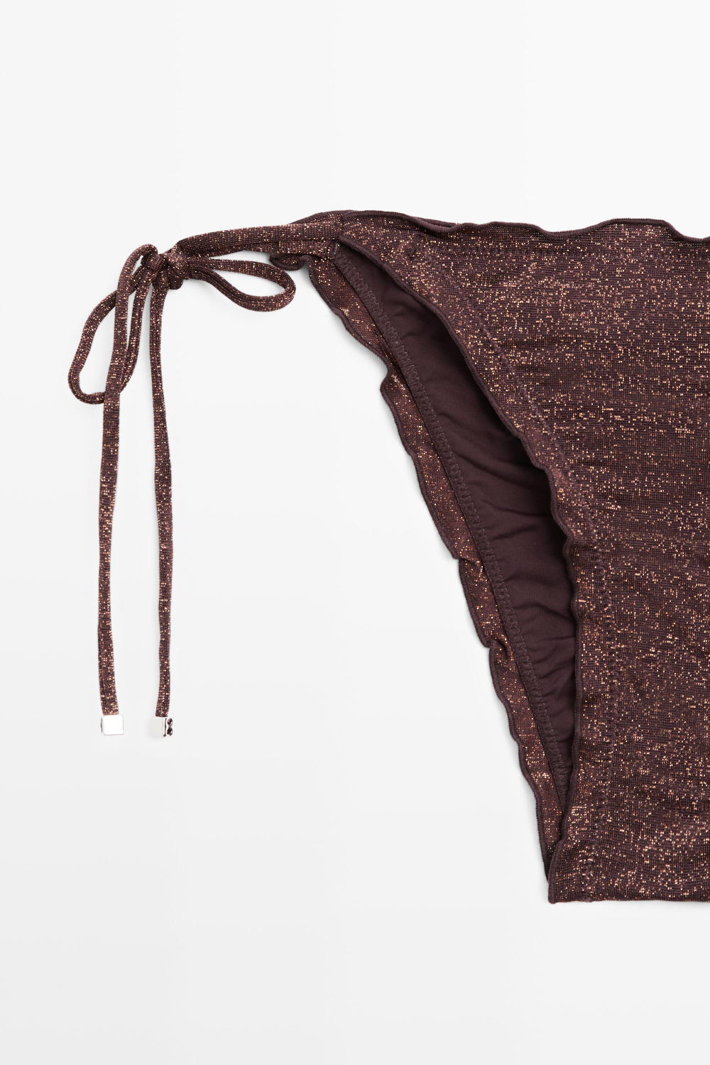 Massimo Dutti Плавки бикини с оборками и блестками, коричневый
