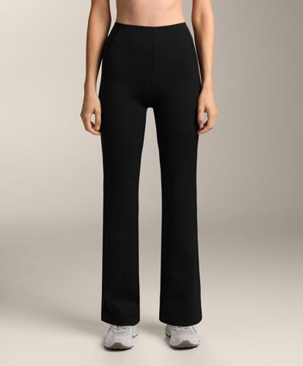 OYSHO Расклешенные брюки с высокой посадкой и эффектом неопрена, черный