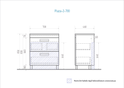 Тумба Vigo Plaza 2-700 (700х460х850 мм) с умывальником (n.PLA.FOS.70.2Y)