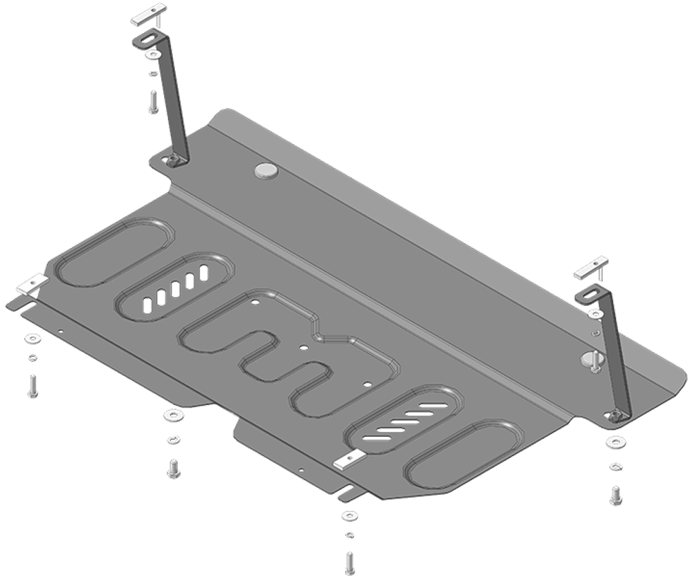 Защита картера двигателя, КПП. 2 мм, Сталь. для Toyota Yaris 2005-2009, Motodor.72505