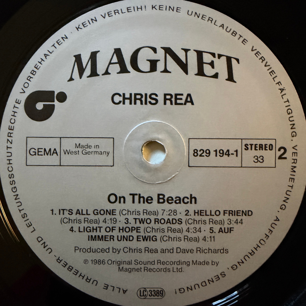 Chris Rea ‎– On The Beach (Германия 1986г.) Т