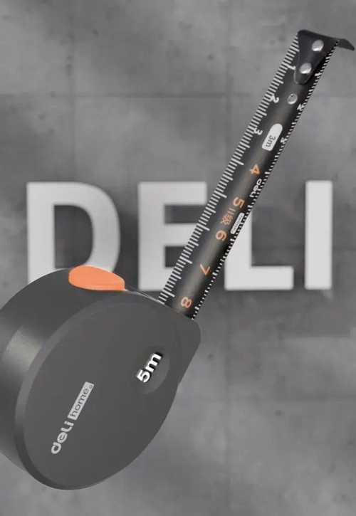 Рулетка "Home Series Gray" Deli HT8519C 5мх19мм (Эксклюзивный дизайн, корпус из софттач пластика, противоскользящая резиновая вставка, подарочная упаковка)