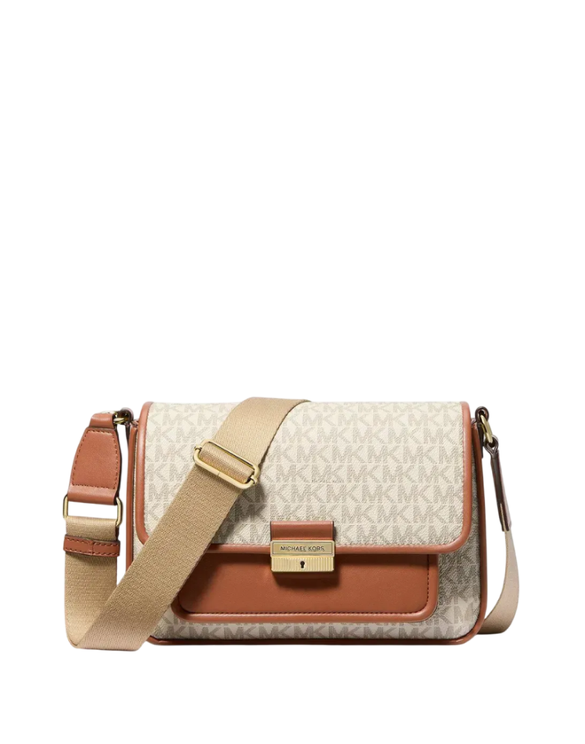 Кросс-боди Michael Kors Bradshaw Medium Signature Logo | Бежевый с песочным