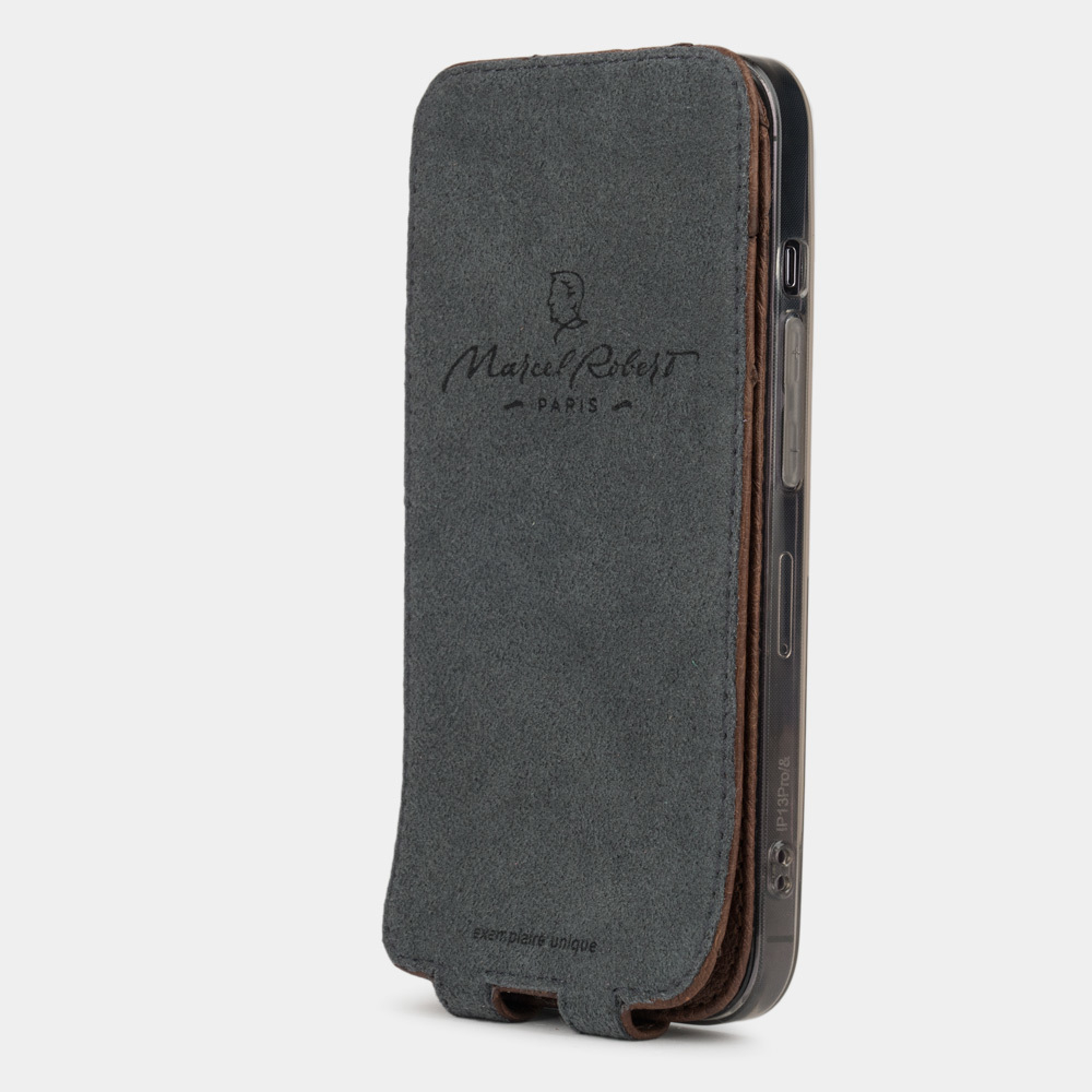 Чехол для iPhone 13 Pro из кожи стауса, коричневого цвета