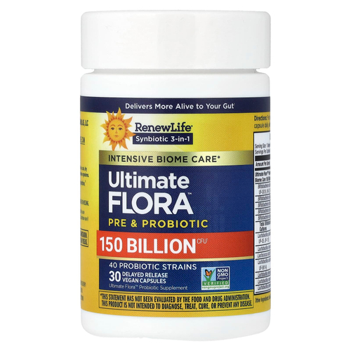 Renew Life, Extra Care, пробиотик Ultimate Flora™, 30 веганских капсул с отсроченным высвобождением