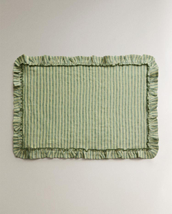 ZARA HOME ЛЬНЯНАЯ ПОДСТАВКА ПОД СТОЛОВЫЕ ПРИБОРЫ, ЗЕЛЕНЫЙ
