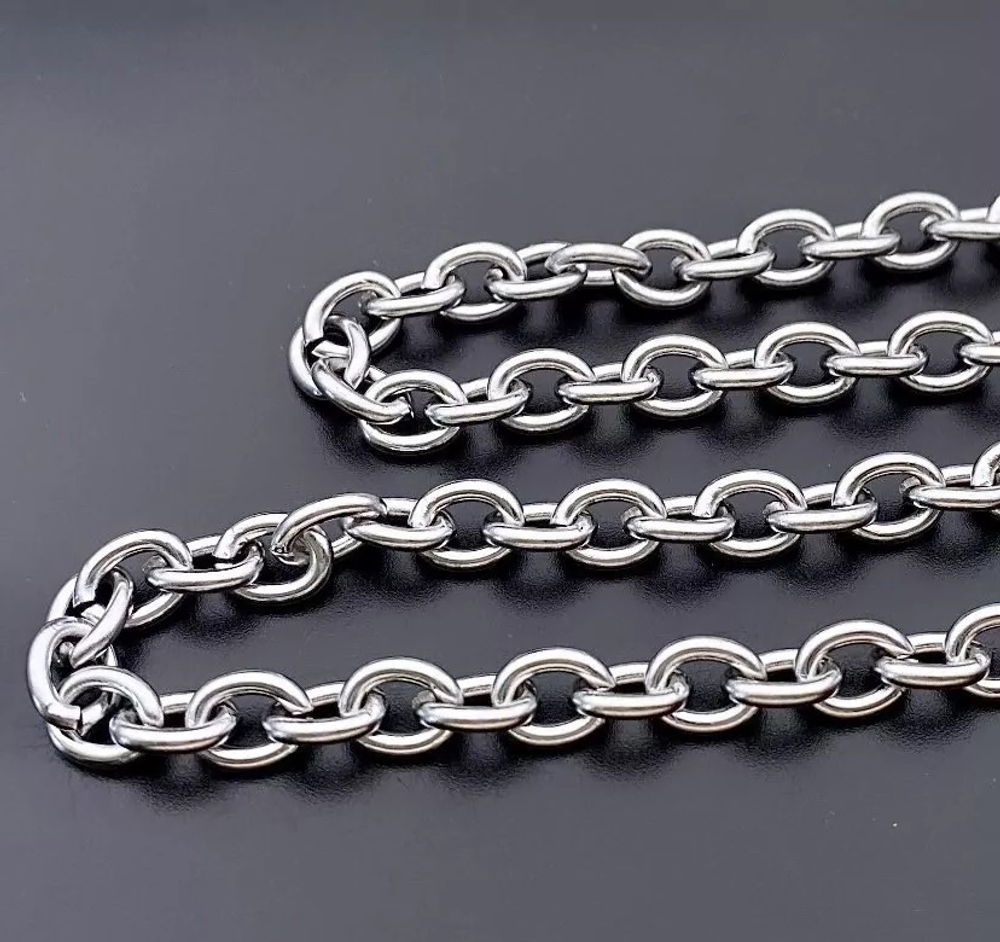 t0021 Цепь "Овальное звено" 8*6мм, нерж. сталь, м