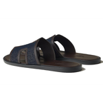 Hermes Izmere leather Round Toe Hooded slippers Men's Blue, H232814Z H48