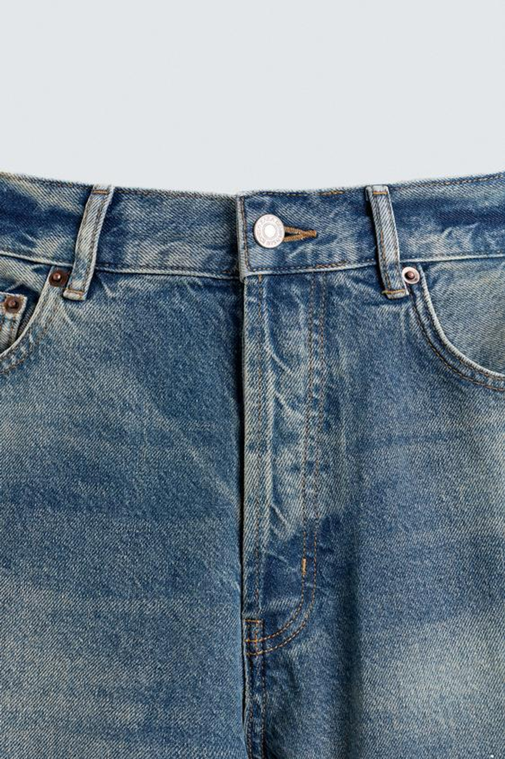 ZARA ДЖИНСЫ СВОБОДНОГО КРОЯ С БРЫЗГАМИ, ГОЛУБОЙ