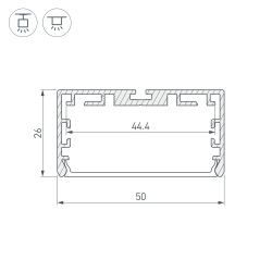 Профиль PLS-LOCK-W50-SMT-2000 ANOD (Arlight, Алюминий) 033772