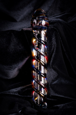 Фаллоимитатор стеклянный разноцветный 20 см