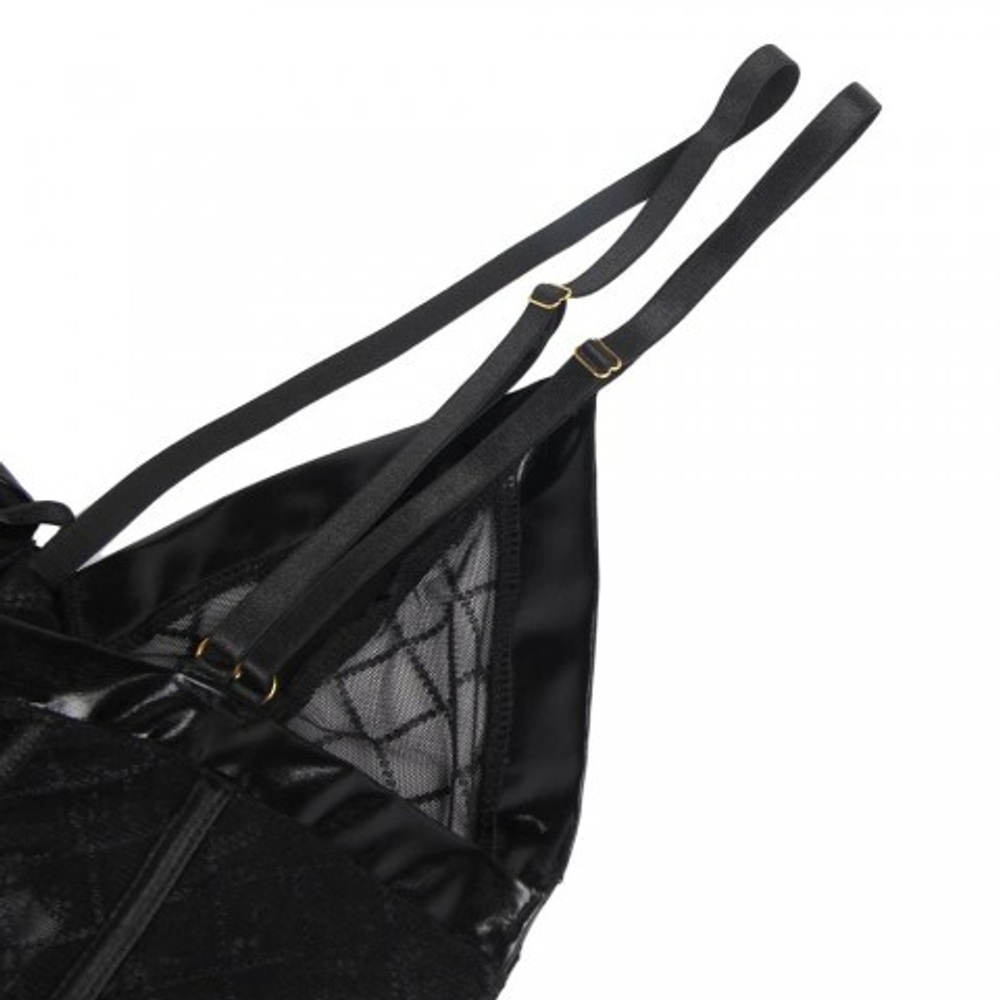 Сексуальный бэби-долл черный в клеточку с подвязками (размер M-L)