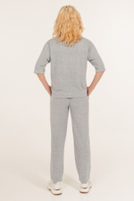 Стильный женский костюм с бантом (Размер: XL) (Цвет: голубой)