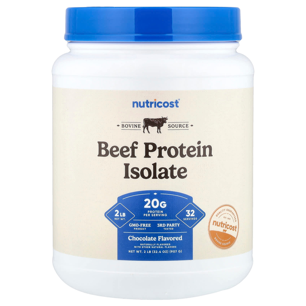 Nutricost, изолят говяжьего протеина, со вкусом шоколада, 907 г (2 фунта)