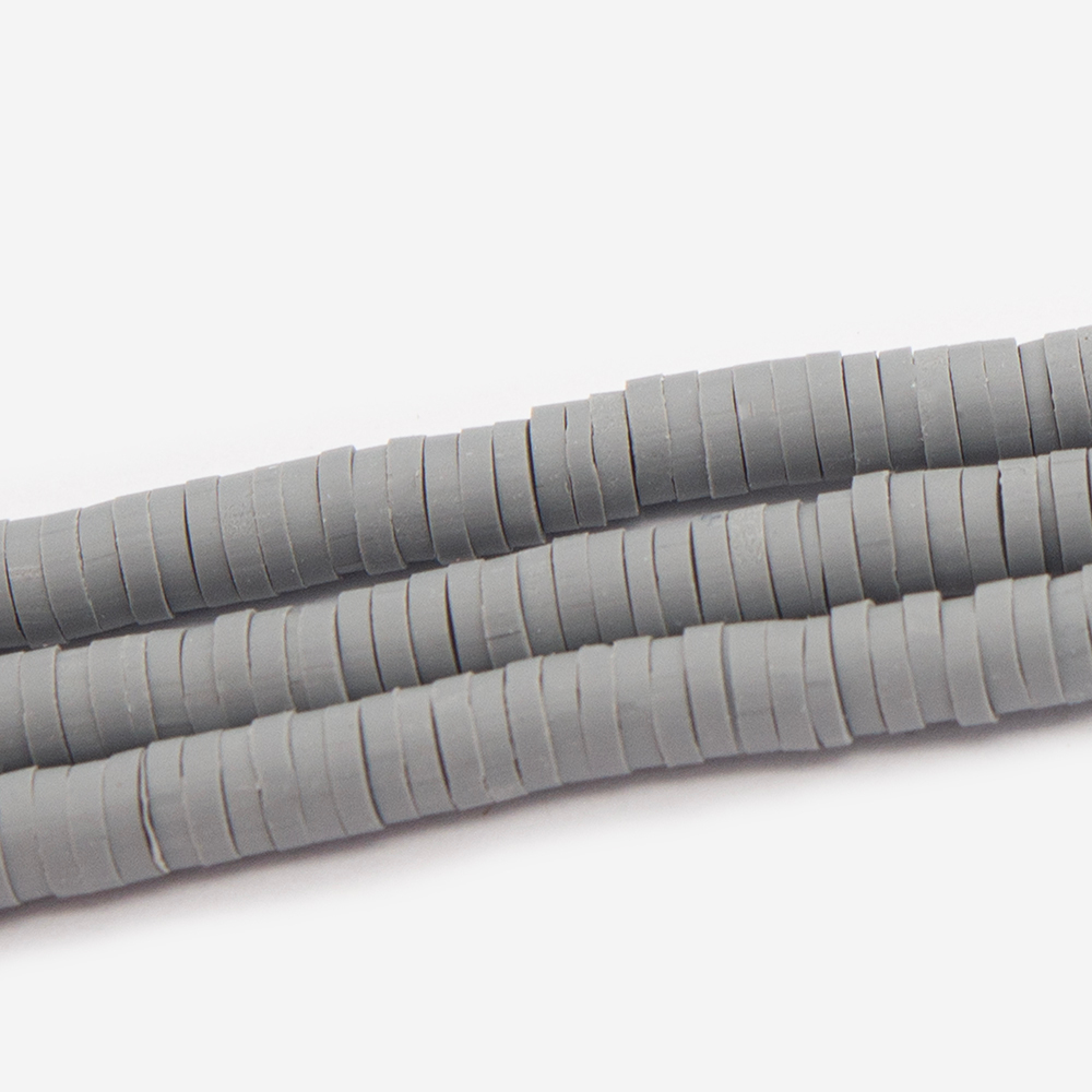 Бусины хеши, каучук, оттенок "Серый", 4*1мм