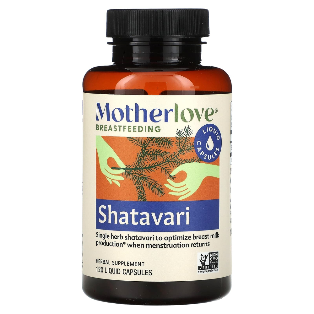 Motherlove, Кормление грудью, шатавари, 600 мг, 120 жидких капсул
