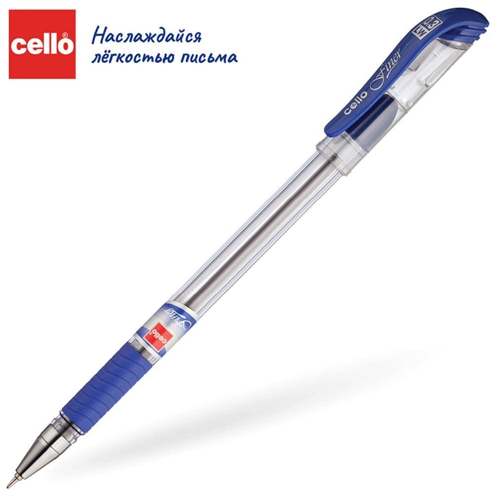 Ручка шариковая Cello "Finer" синяя, 0,5мм, грип, штрих-код