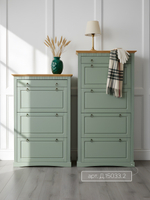 Обувница для прихожей Неаполь, 3 двери с ящиком, деревянная, зеленый