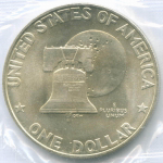 1 доллар 1976 год (S). США. 200-летие Декларации независимости. Серебро, диаметр 38.1 мм. UNC в родной запайке