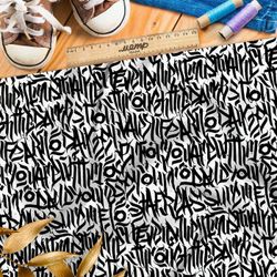 Ткань премиум сатин черно-белая абстракция