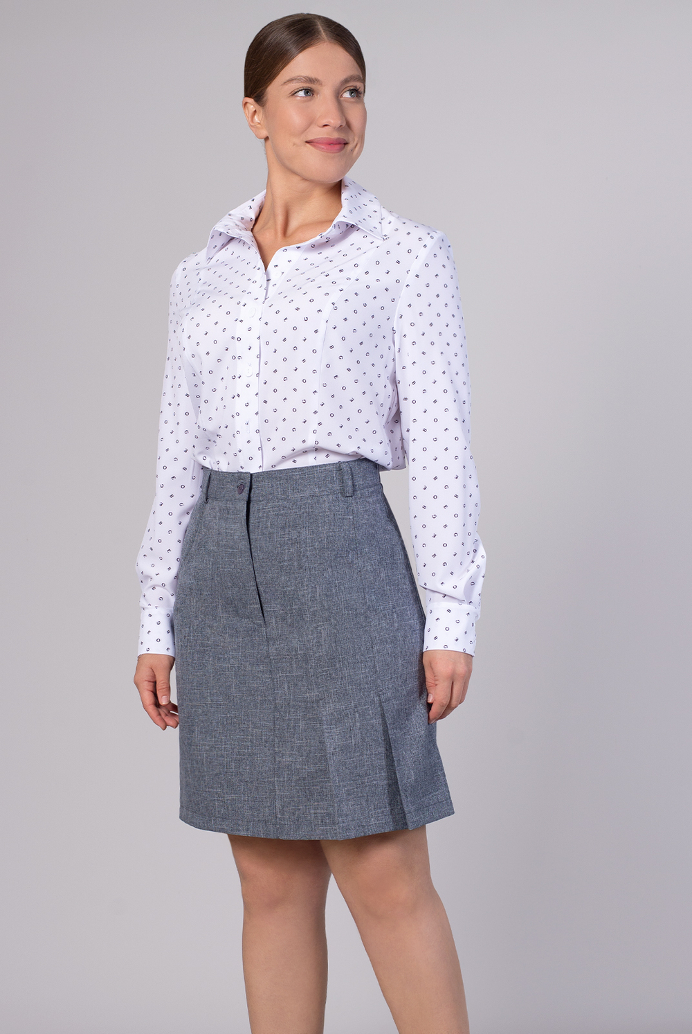 Блузка женская 2553АП, белый алфавит #176Беа092553АП